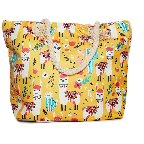 🆕NWOT Yellow Llama Boho Cute Shoulder Tote Bag - Picture 3 of 5